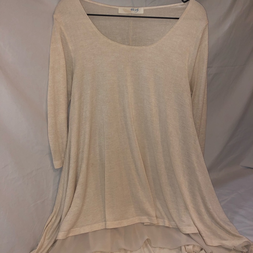 Long sleeve cream shirt- goes to mid thigh